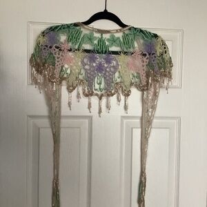1993. Vintage pastel Sharmark beaded&sequined shawl